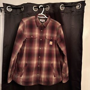 Carhartt coat Hubbard sherpa lined flannel shirt jacket women’s large